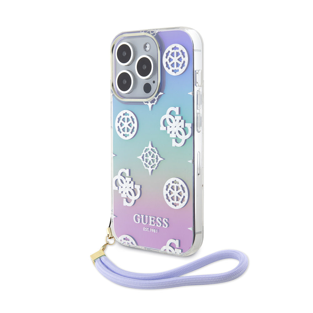 Guess iPhone 15 Pro Backcover hoesje Iridescent glitter pattern - Paars-Hoesjes-Ilumina Benelux