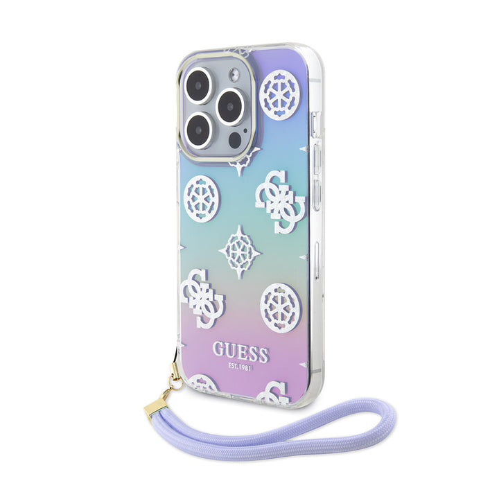 Guess iPhone 15 Pro Backcover hoesje Iridescent glitter pattern - Paars-Hoesjes-Ilumina Benelux