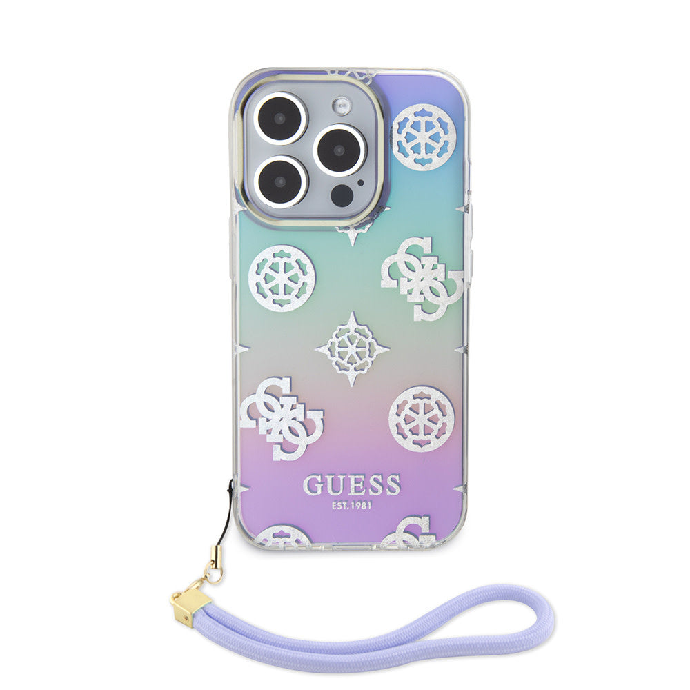 Guess iPhone 15 Pro Backcover hoesje Iridescent glitter pattern - Paars-Hoesjes-Ilumina Benelux