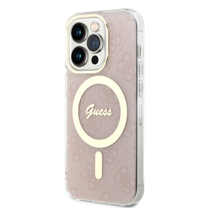 Guess iPhone 15 Pro Backcover hoesje Magsafe IML 4G - Roze-Hoesjes-Ilumina Benelux