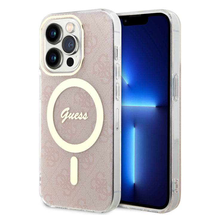 Guess iPhone 15 Pro Backcover hoesje Magsafe IML 4G - Roze-Hoesjes-Ilumina Benelux
