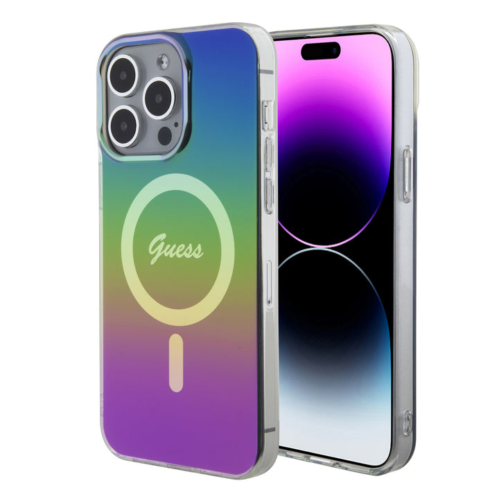 Guess iPhone 15 Pro Backcover hoesje - Magsafe - Iridescent - Zwart-Hoesjes-Ilumina Benelux