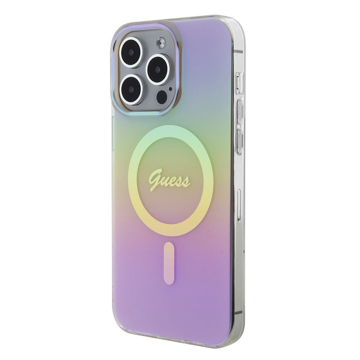 Guess iPhone 15 Pro Backcover hoesje Magsafe iridescent - Roze-Hoesjes-Ilumina Benelux