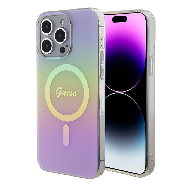 Guess iPhone 15 Pro Backcover hoesje Magsafe iridescent - Roze-Hoesjes-Ilumina Benelux