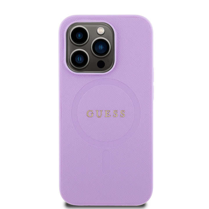Guess iPhone 15 Pro Hardcase Backcover Saffiano - Paars-Hoesjes-Ilumina Benelux