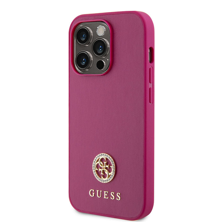 Guess iPhone 15 Pro Hardcase Backcover Strass - Roze-Hoesjes-Ilumina Benelux