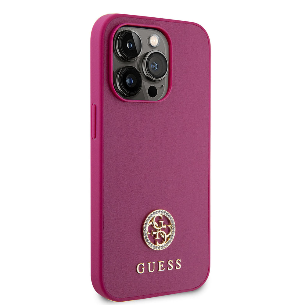 Guess iPhone 15 Pro Hardcase Backcover Strass - Roze-Hoesjes-Ilumina Benelux