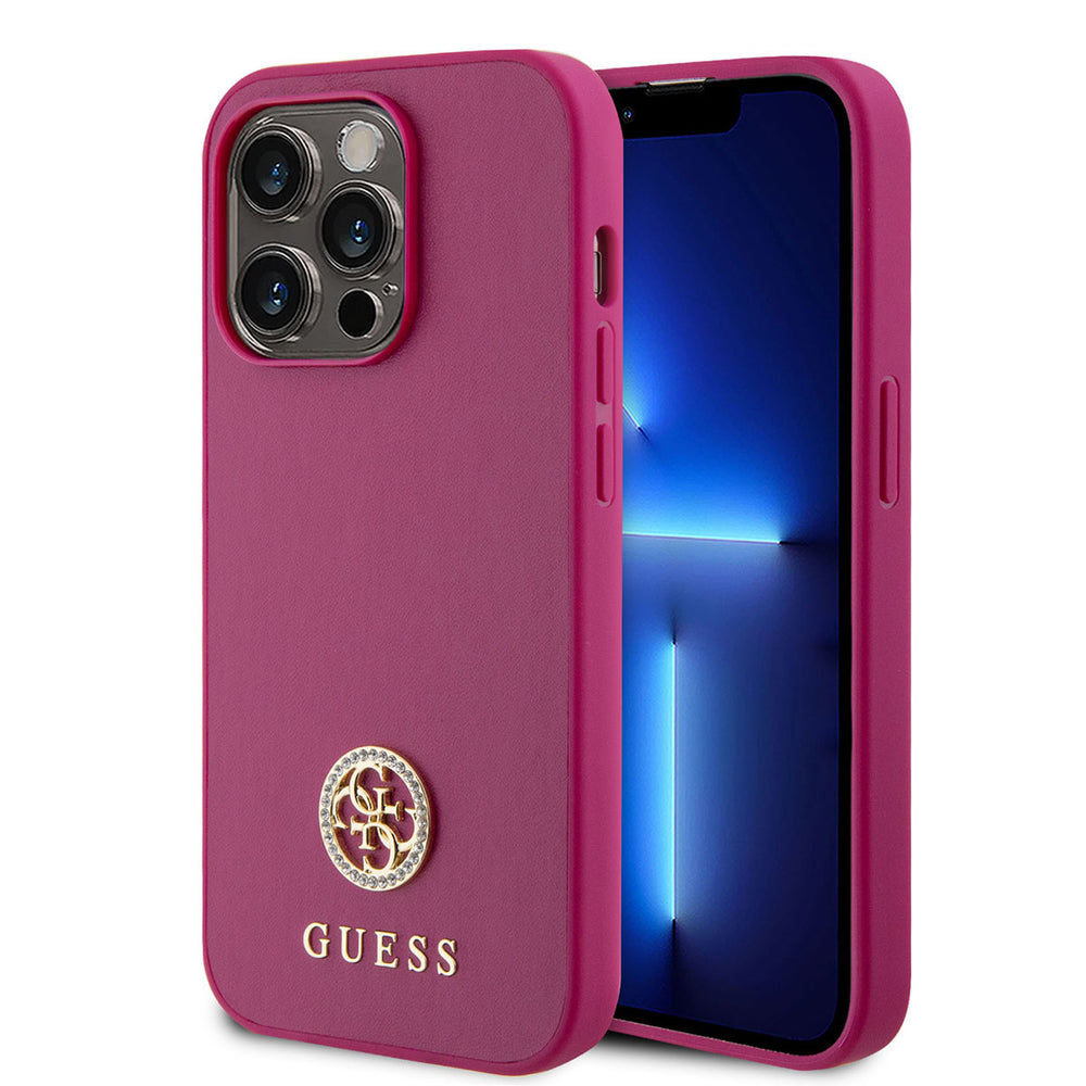 Guess iPhone 15 Pro Hardcase Backcover Strass - Roze-Hoesjes-Ilumina Benelux