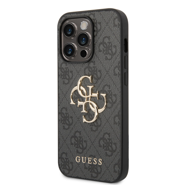Guess iPhone 15 Pro Hardcase hoesje - 4G - Big Metal Logo - Grijs-Hoesjes-Ilumina Benelux