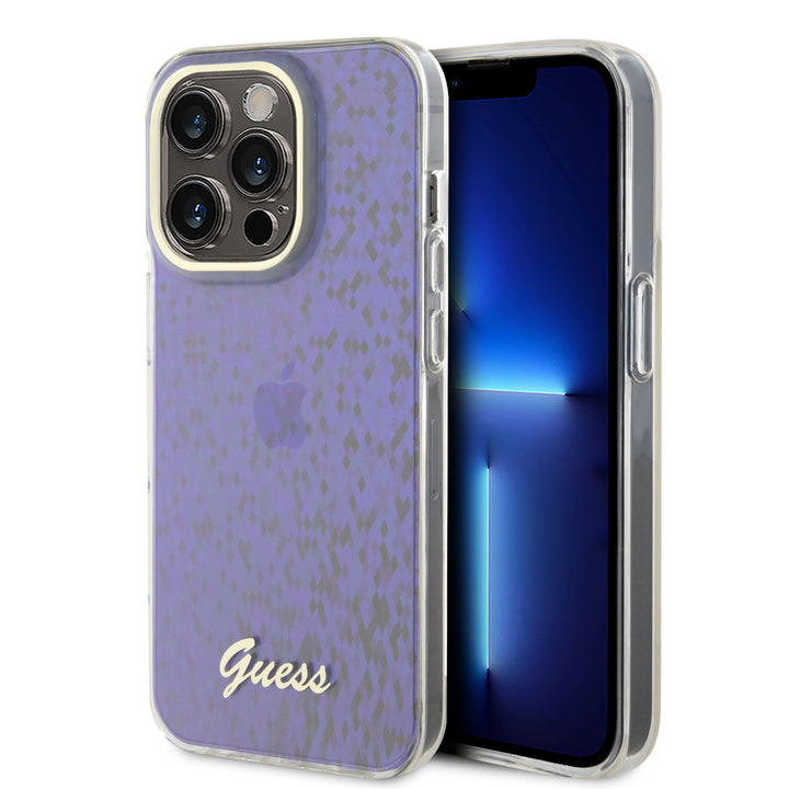 Guess iPhone 15 Pro Hardcase hoesje - Faceted Mirror - Disco Purple-Hoesjes-Ilumina Benelux