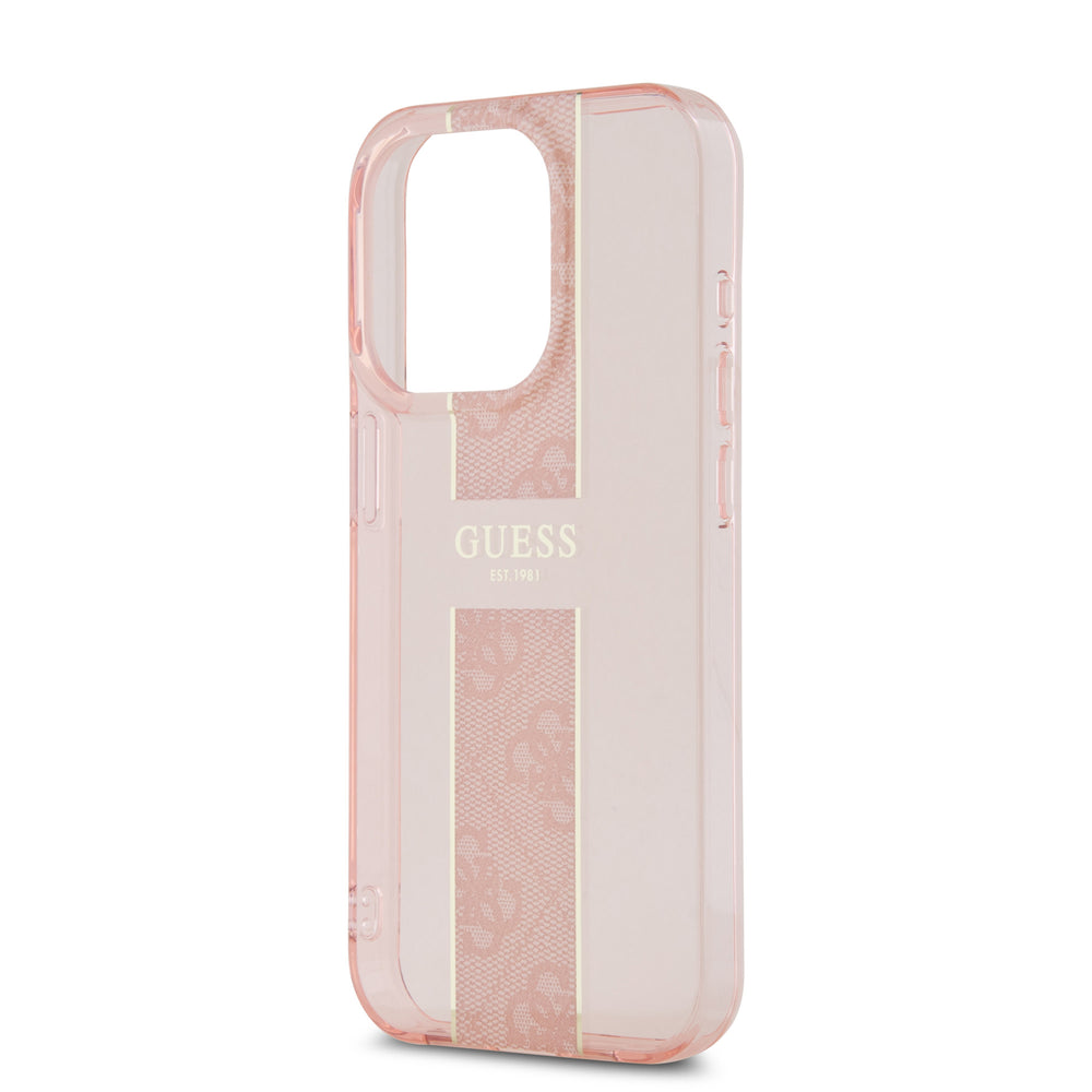 Guess iPhone 15 Pro Max Backcover hoesje IML 4G Stripe - Roze-Hoesjes-Ilumina Benelux
