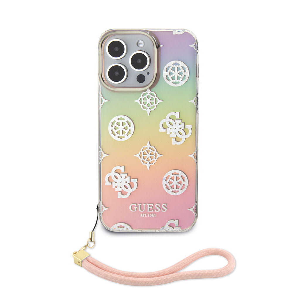 Guess iPhone 15 Pro Max Backcover hoesje ML IRIDESCENT GLITTER PEONY - Roze-Hoesjes-Ilumina Benelux