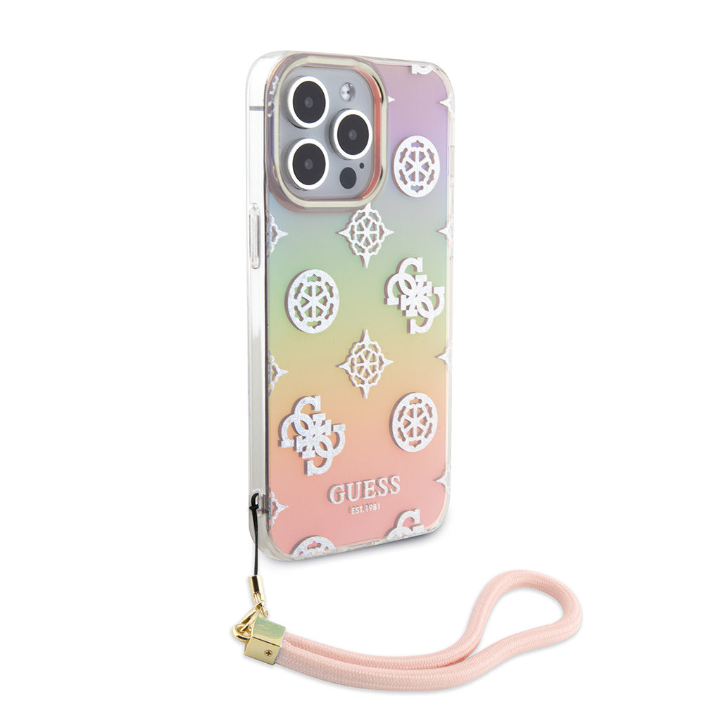 Guess iPhone 15 Pro Max Backcover hoesje ML IRIDESCENT GLITTER PEONY - Roze-Hoesjes-Ilumina Benelux