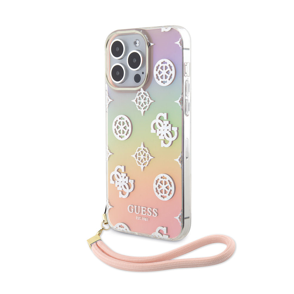 Guess iPhone 15 Pro Max Backcover hoesje ML IRIDESCENT GLITTER PEONY - Roze-Hoesjes-Ilumina Benelux