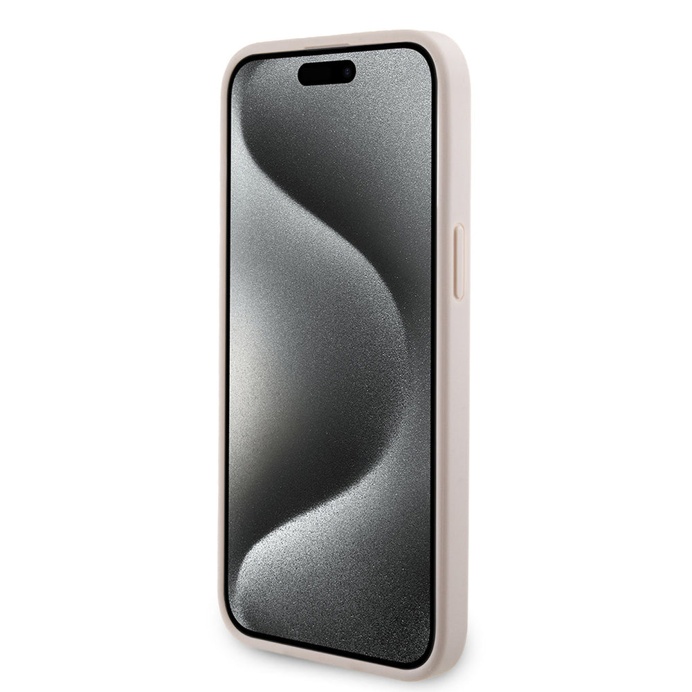Guess iPhone 15 Pro Max Backcover hoesje - MagSafe - 4G Printed Stripes - Roze-Hoesjes-Ilumina Benelux