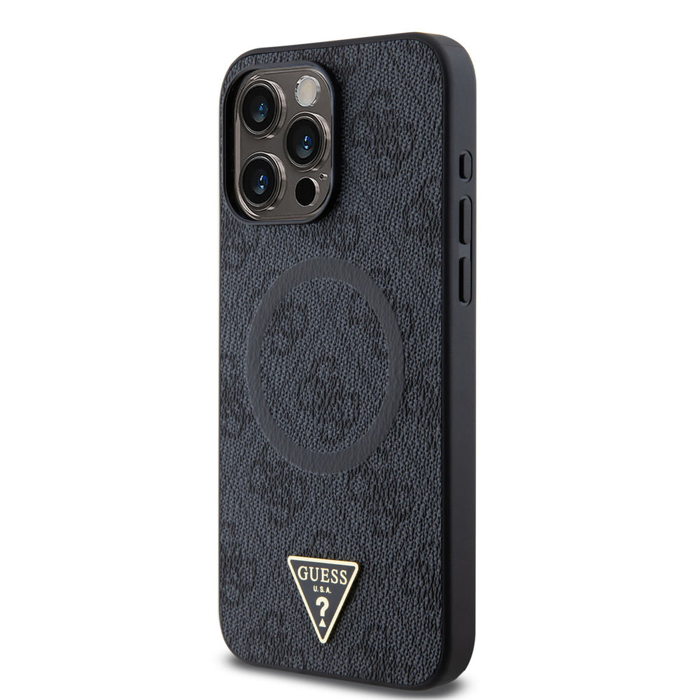 Guess iPhone 15 Pro Max Backcover hoesje - MagSafe - 4G Triangle Logo - Zwart-Hoesjes-Ilumina Benelux