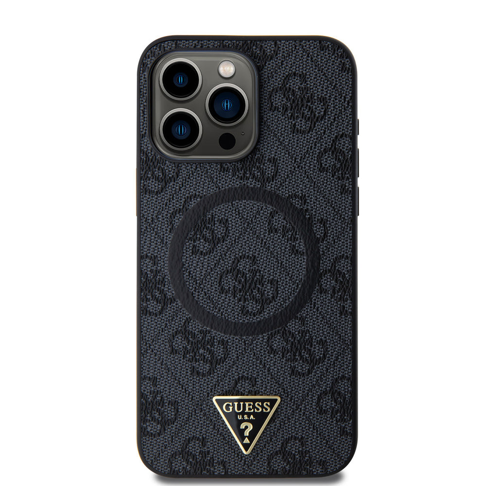 Guess iPhone 15 Pro Max Backcover hoesje - MagSafe - 4G Triangle Logo - Zwart-Hoesjes-Ilumina Benelux