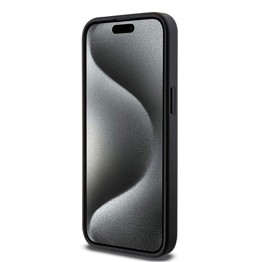 Guess iPhone 15 Pro Max Backcover hoesje - MagSafe - 4G Triangle Logo - Zwart-Hoesjes-Ilumina Benelux