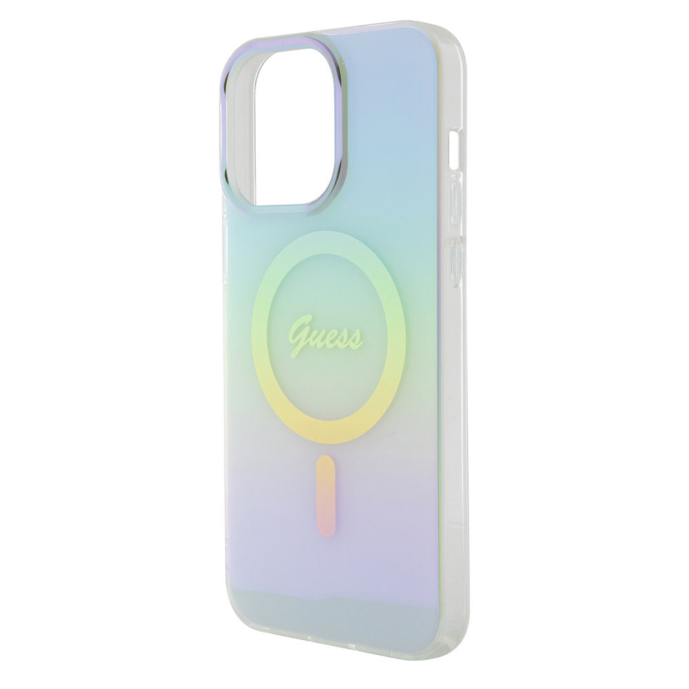 Guess iPhone 15 Pro Max Backcover hoesje Magsafe iridescent - Turquoise-Hoesjes-Ilumina Benelux
