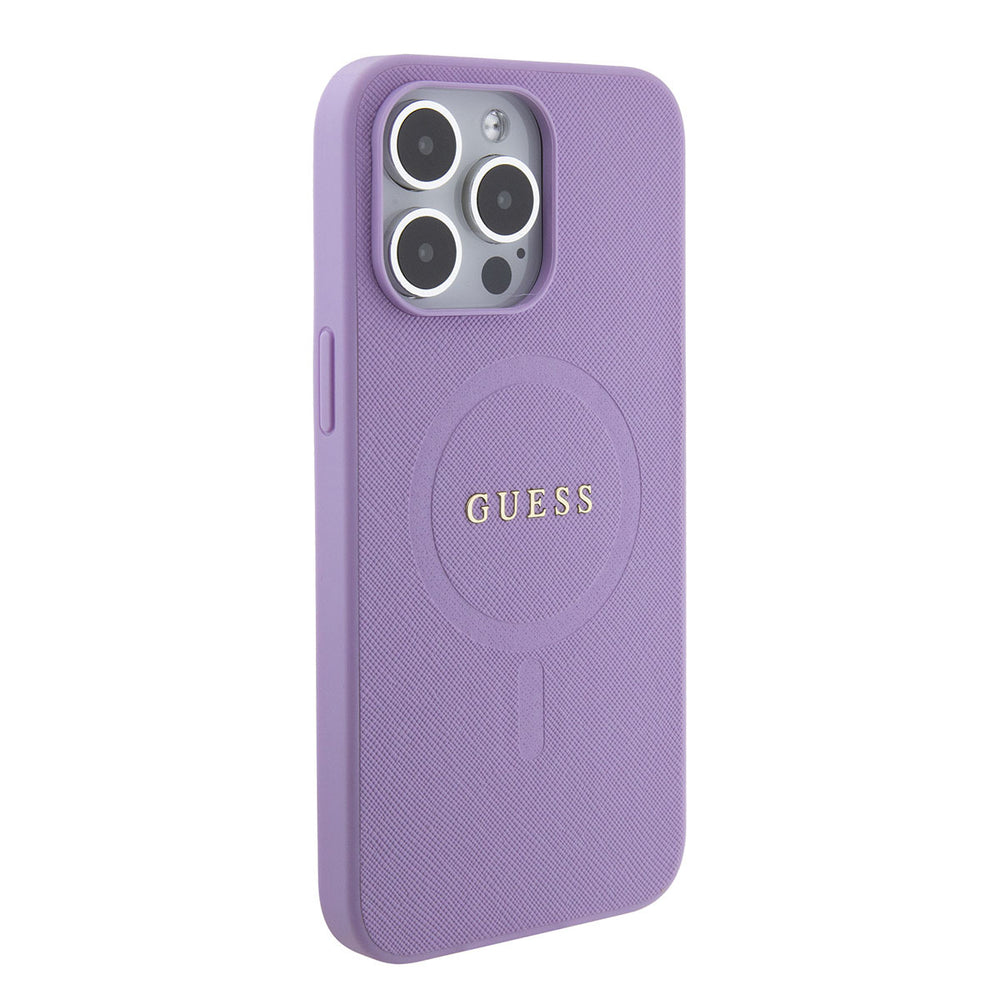 Guess iPhone 15 Pro Max Hardcase Backcover Saffiano - Paars-Hoesjes-Ilumina Benelux