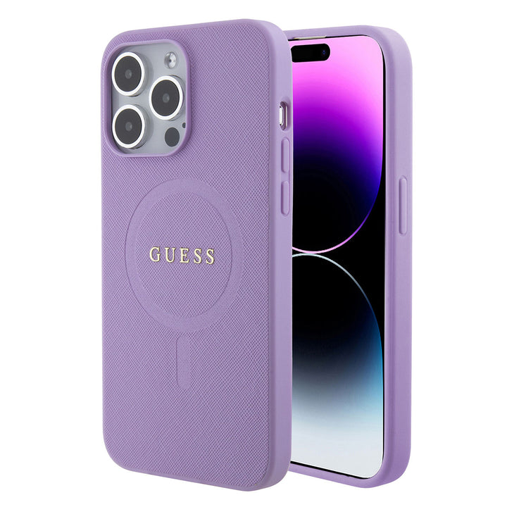 Guess iPhone 15 Pro Max Hardcase Backcover Saffiano - Paars-Hoesjes-Ilumina Benelux