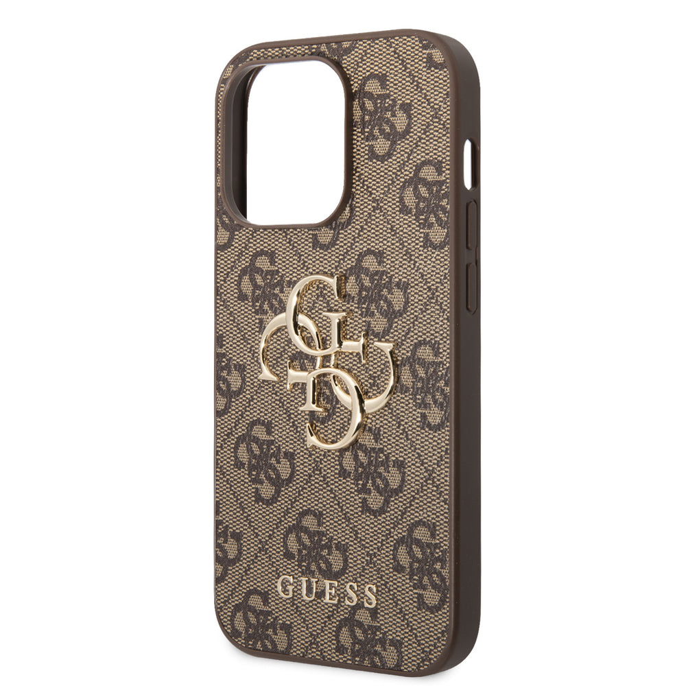 Guess iPhone 15 Pro Max Hardcase hoesje - 4G - Big Metal Logo - Bruin-Hoesjes-Ilumina Benelux