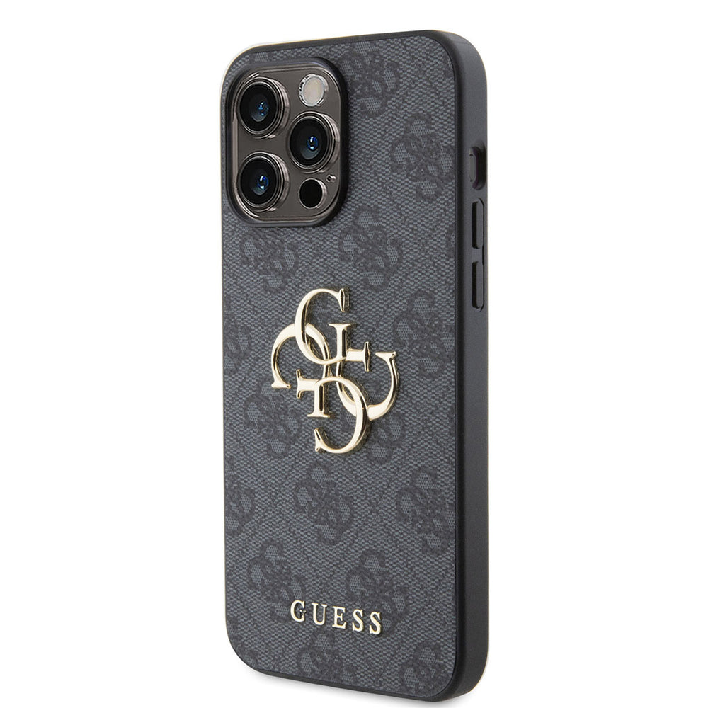 Guess iPhone 15 Pro Max Hardcase hoesje - 4G - Big Metal Logo - Grijs-Hoesjes-Ilumina Benelux
