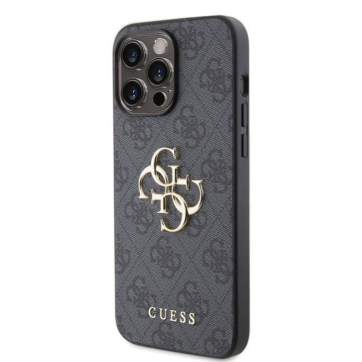 Guess iPhone 15 Pro Max Hardcase hoesje - 4G - Big Metal Logo - Grijs-Hoesjes-Ilumina Benelux