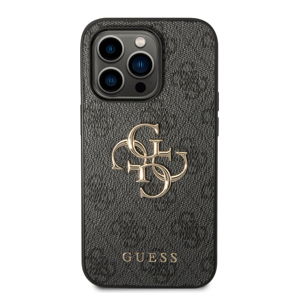 Guess iPhone 15 Pro Max Hardcase hoesje - 4G - Big Metal Logo - Grijs-Hoesjes-Ilumina Benelux