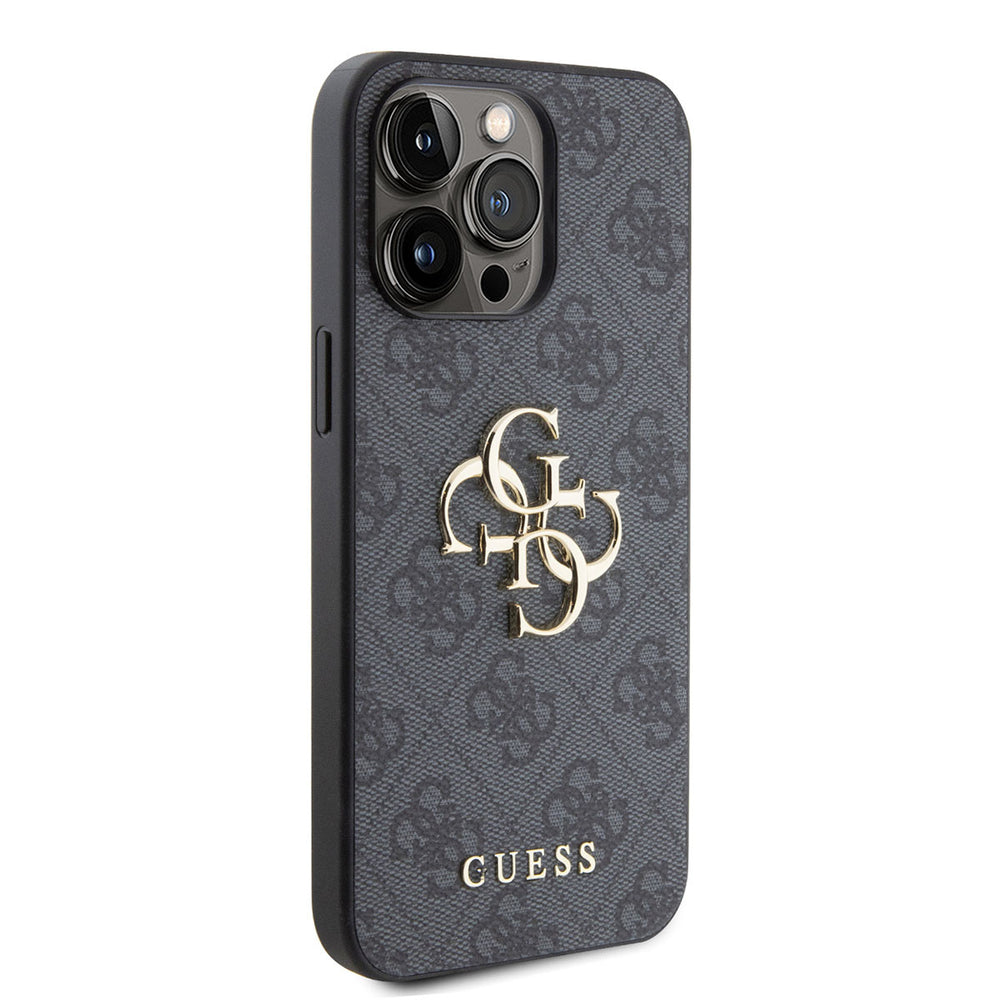 Guess iPhone 15 Pro Max Hardcase hoesje - 4G - Big Metal Logo - Grijs-Hoesjes-Ilumina Benelux
