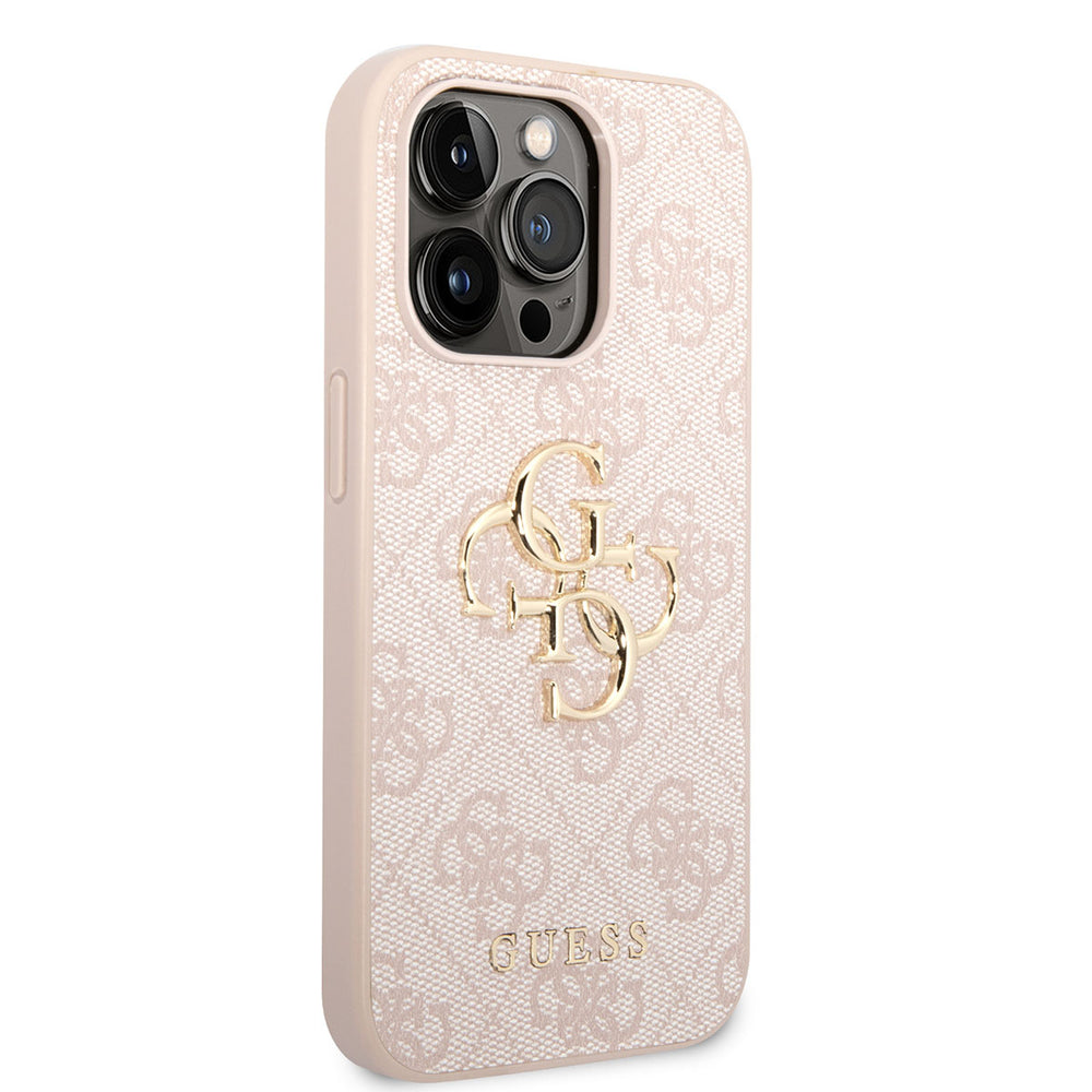 Guess iPhone 15 Pro Max Hardcase hoesje - 4G - Big Metal Logo - Roze-Hoesjes-Ilumina Benelux