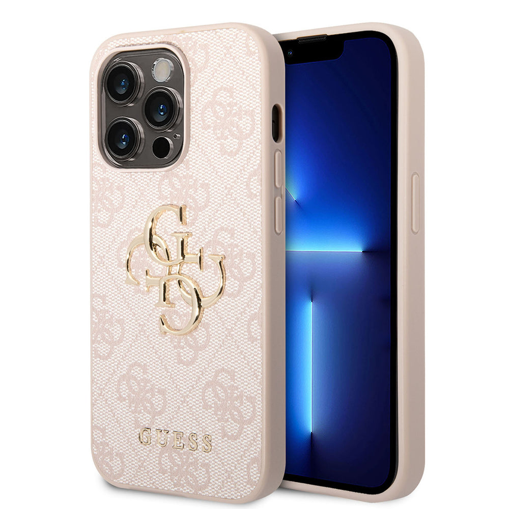 Guess iPhone 15 Pro Max Hardcase hoesje - 4G - Big Metal Logo - Roze-Hoesjes-Ilumina Benelux