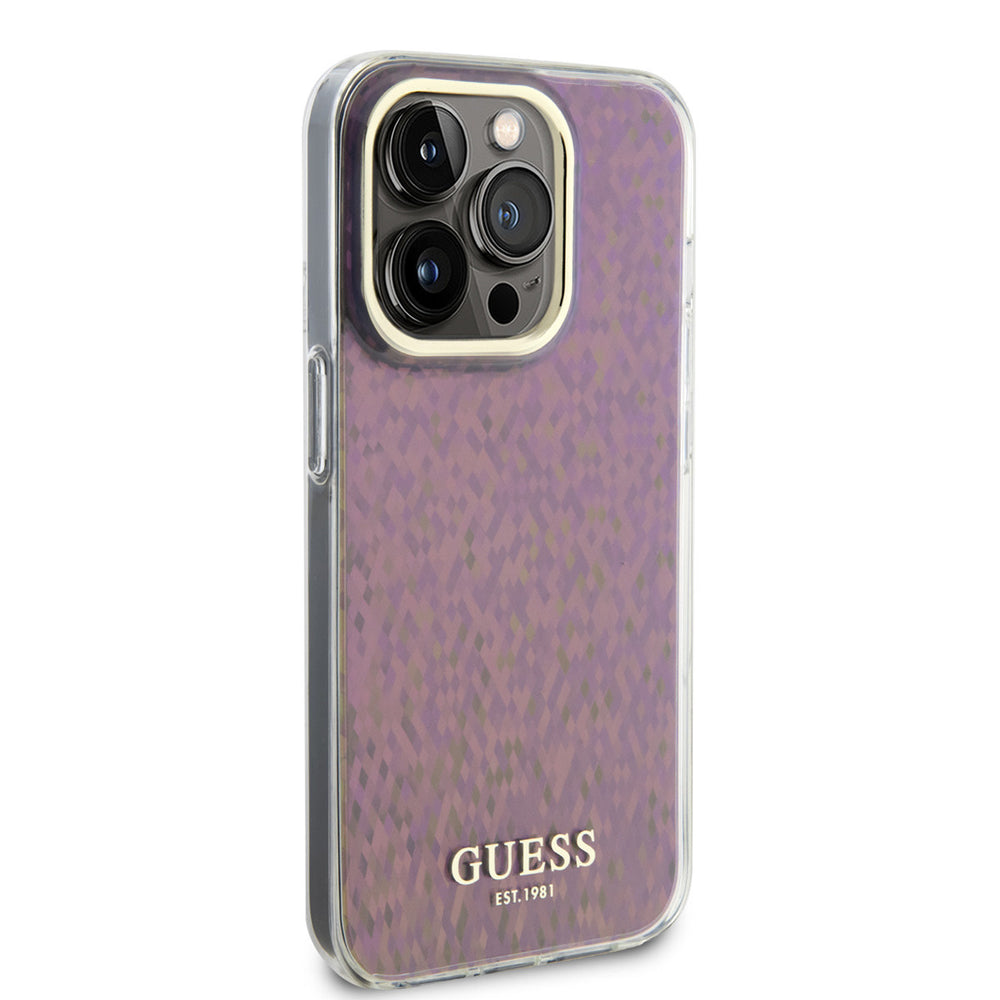 Guess iPhone 15 Pro Max Hardcase hoesje - Faceted Mirror - Disco Roze-Hoesjes-Ilumina Benelux