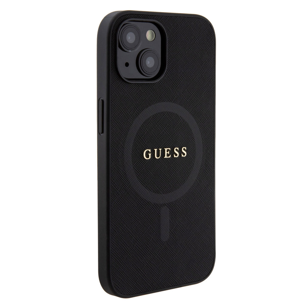 Guess iPhone 15 hardcase - Saffiano - Magsafe - Black-Hoesjes-Ilumina Benelux