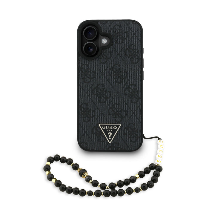 Guess iPhone 16 Back Cover hoesje - MagSafe - Triangle Logo With Strap - Roze-Hoesjes-Ilumina Benelux
