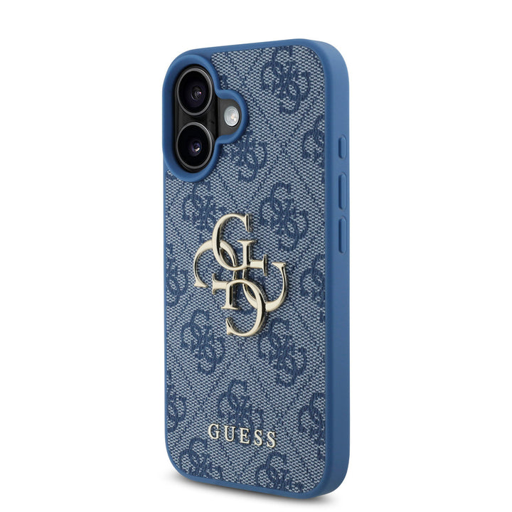Guess iPhone 16 Backcover hoesje - 4G - Big Metal Logo - Blauw-Hoesjes-Ilumina Benelux