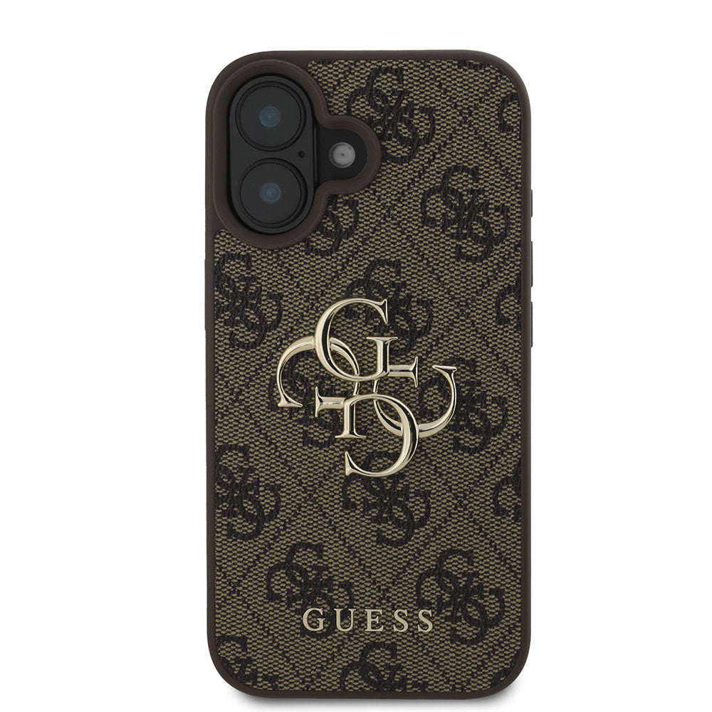 Guess iPhone 16 Backcover hoesje - 4G - Big Metal Logo - Bruin-Hoesjes-Ilumina Benelux