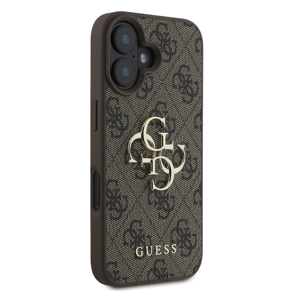 Guess iPhone 16 Backcover hoesje - 4G - Big Metal Logo - Bruin-Hoesjes-Ilumina Benelux