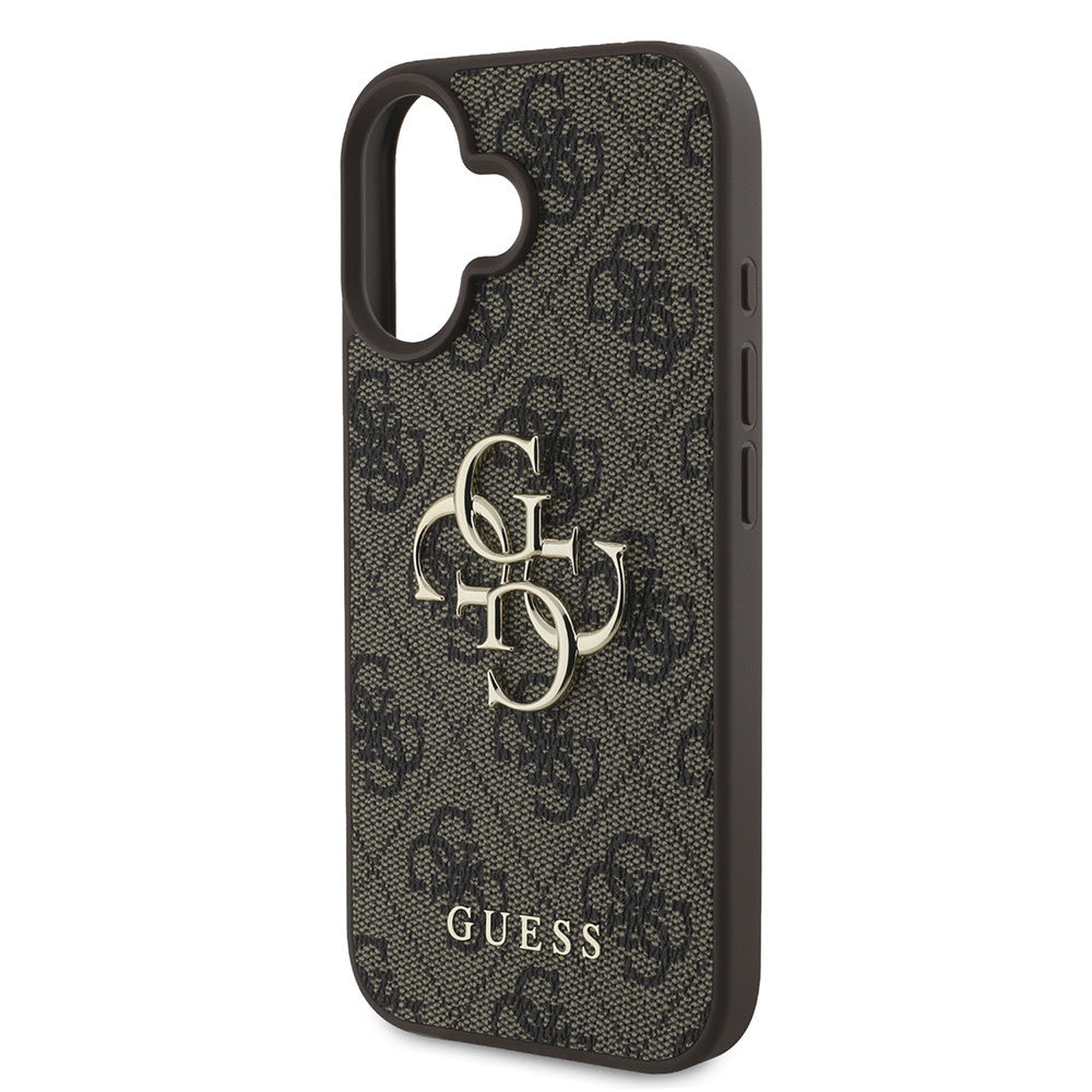 Guess iPhone 16 Backcover hoesje - 4G - Big Metal Logo - Bruin-Hoesjes-Ilumina Benelux