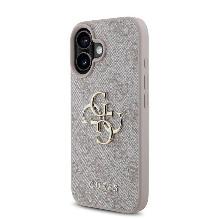 Guess iPhone 16 Backcover hoesje - 4G - Big Metal Logo - Roze-Hoesjes-Ilumina Benelux