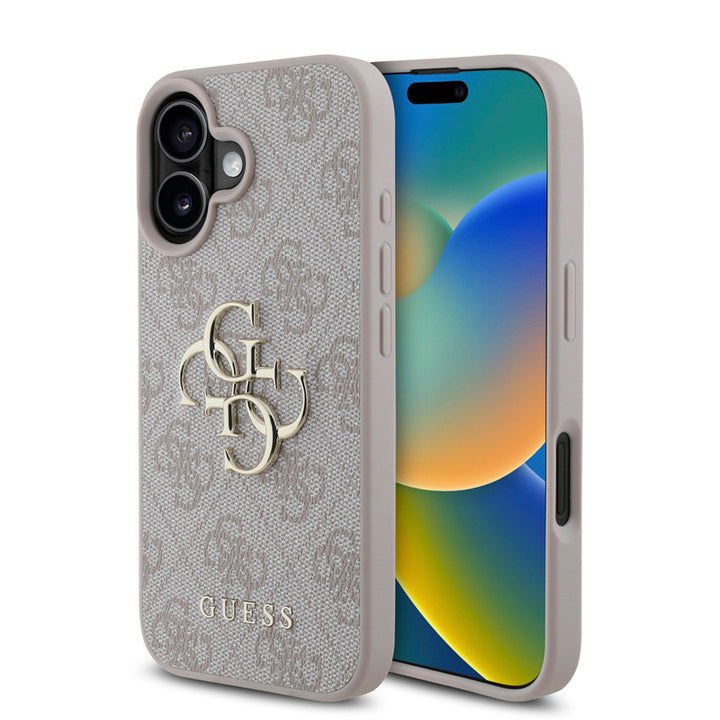 Guess iPhone 16 Backcover hoesje - 4G - Big Metal Logo - Roze-Hoesjes-Ilumina Benelux