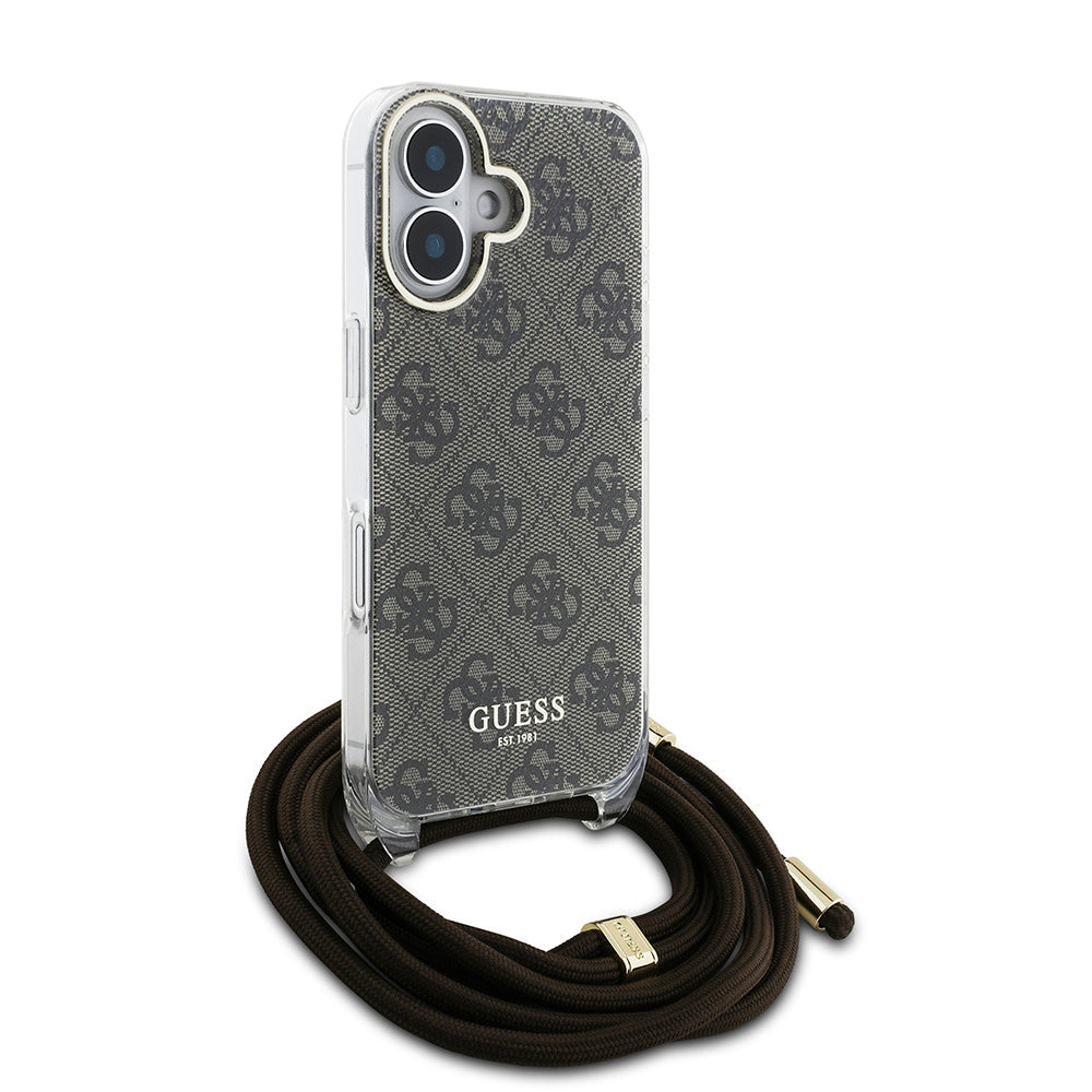Guess iPhone 16 Backcover hoesje - Crossbody cord - Bruin-Hoesjes-Ilumina Benelux