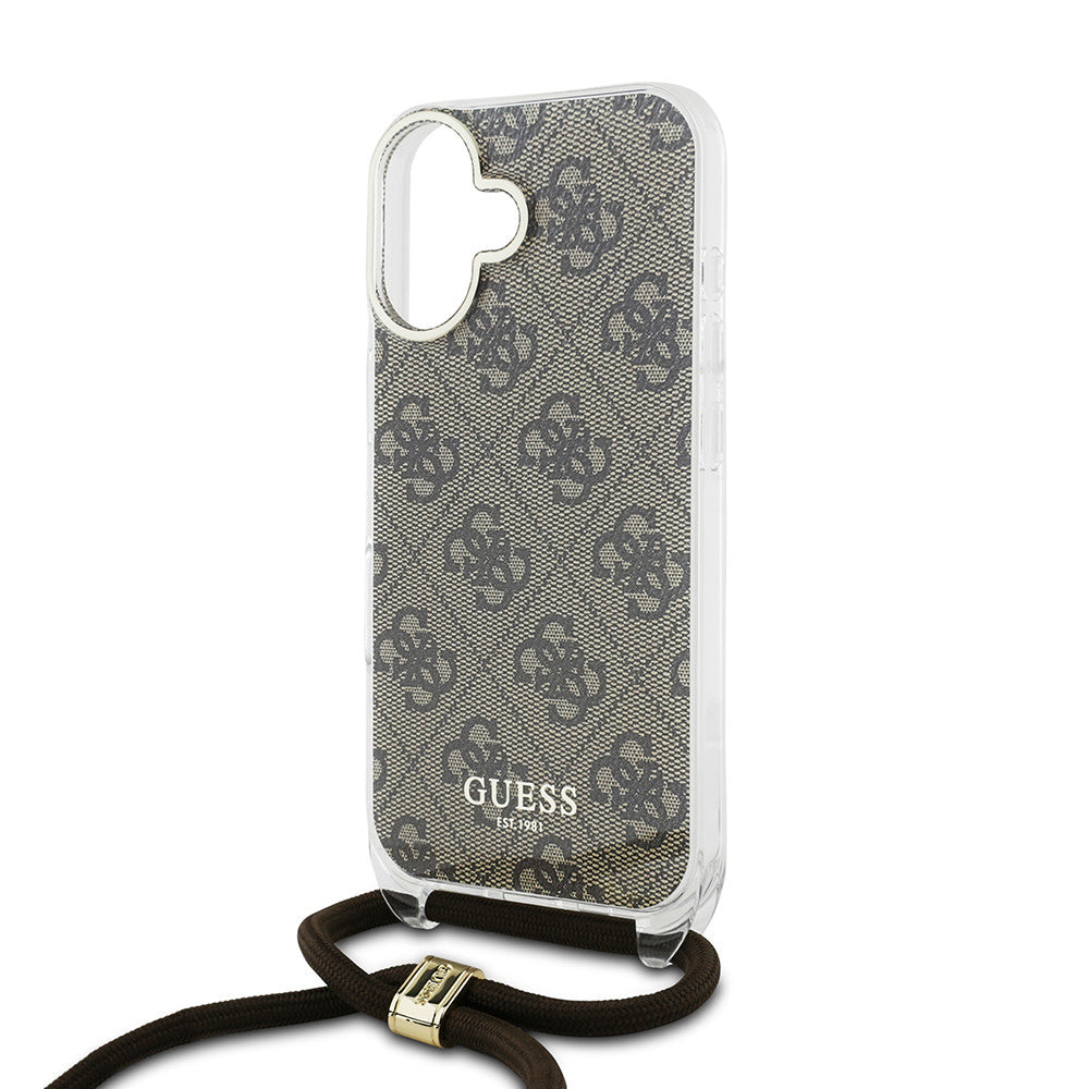 Guess iPhone 16 Backcover hoesje - Crossbody cord - Bruin-Hoesjes-Ilumina Benelux