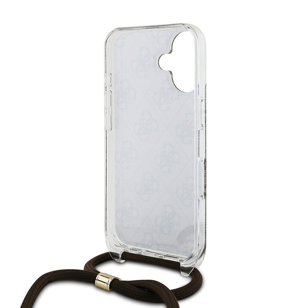 Guess iPhone 16 Backcover hoesje - Crossbody cord - Bruin-Hoesjes-Ilumina Benelux