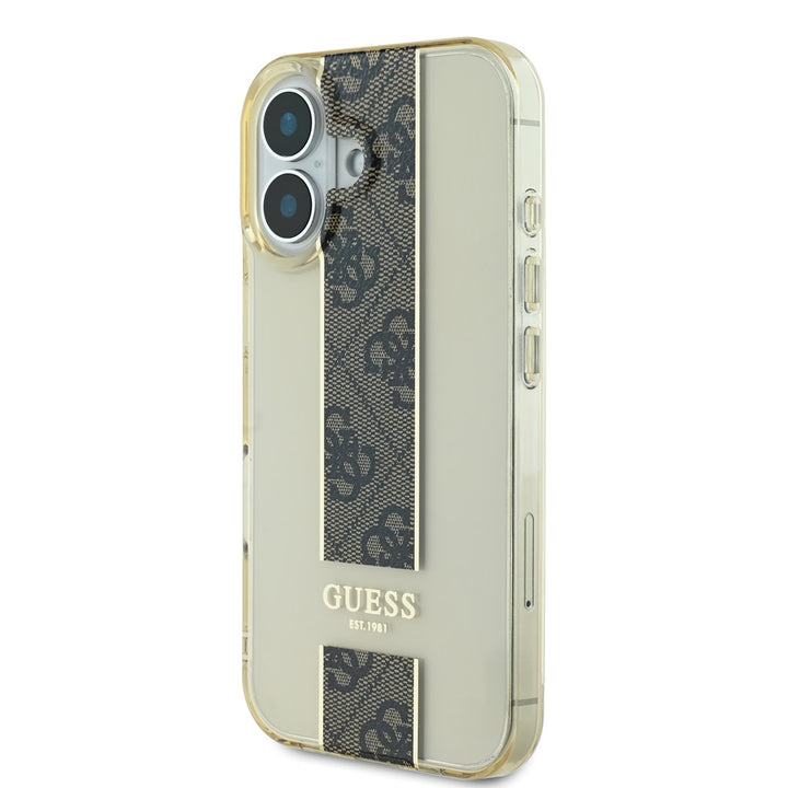 Guess iPhone 16 Backcover hoesje IML 4G Stripe - Bruin-Hoesjes-Ilumina Benelux