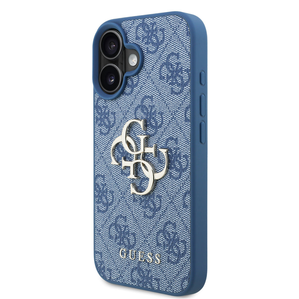Guess iPhone 16 Backcover hoesje - MagSafe - 4G Classic Logo With Strap - Blauw-Hoesjes-Ilumina Benelux