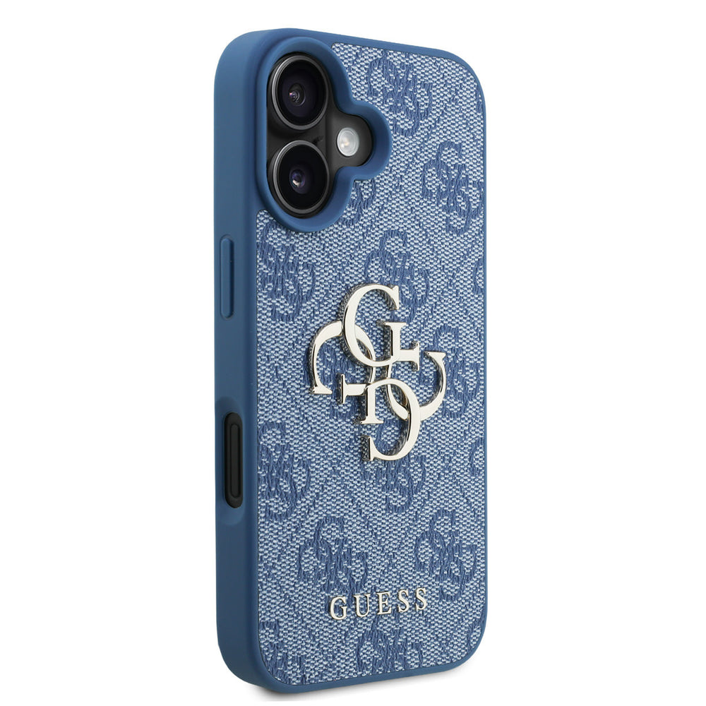 Guess iPhone 16 Backcover hoesje - MagSafe - 4G Classic Logo With Strap - Blauw-Hoesjes-Ilumina Benelux