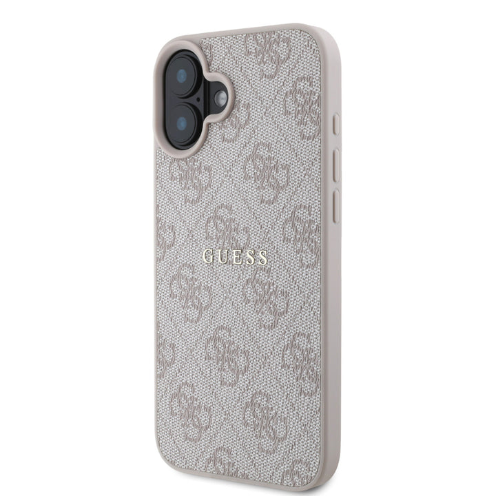 Guess iPhone 16 Backcover hoesje - MagSafe - 4G Classic Metal Logo - Roze-Hoesjes-Ilumina Benelux