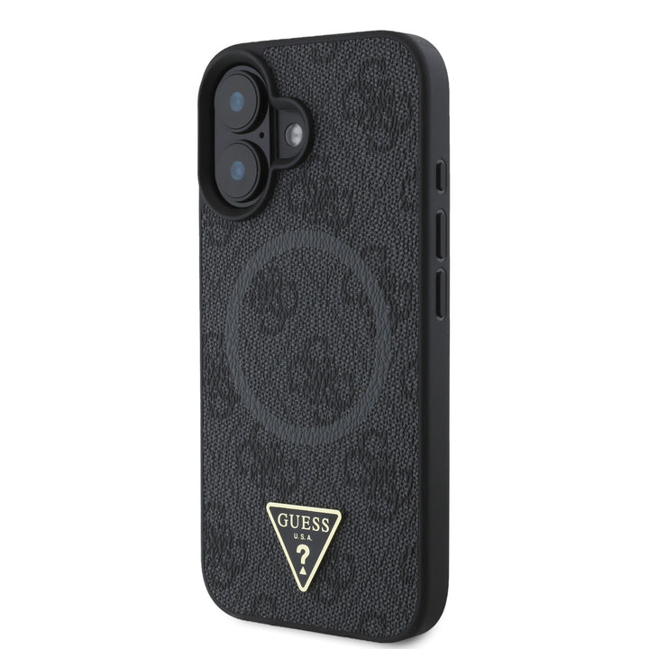 Guess iPhone 16 Backcover hoesje - MagSafe - 4G Triangle Logo - Zwart-Hoesjes-Ilumina Benelux
