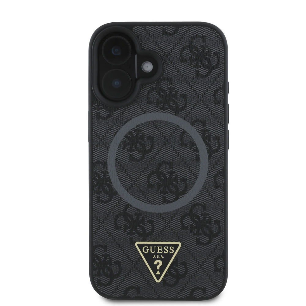 Guess iPhone 16 Backcover hoesje - MagSafe - 4G Triangle Logo - Zwart-Hoesjes-Ilumina Benelux